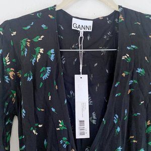 GANNI bluebell wrap dress in verdant green